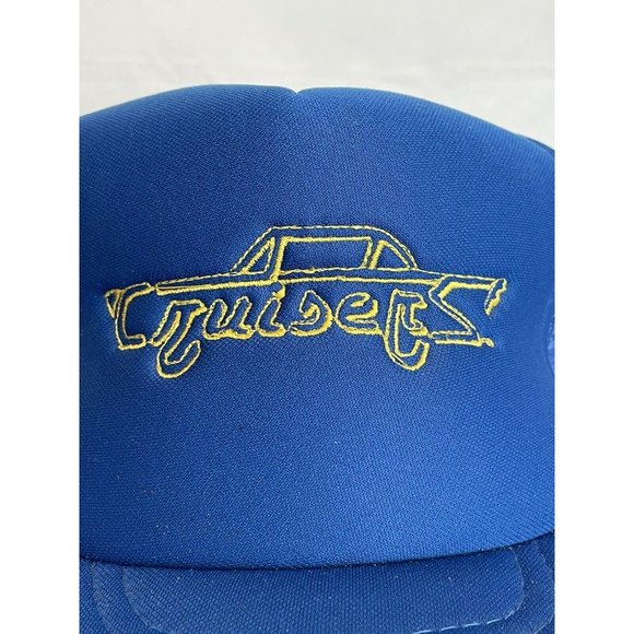 Vintage Cruisers Car Auto Blue Embroidered Trucker Snapback Foam Mesh Hat Cap - Picture 4 of 9
